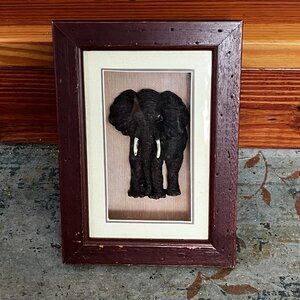 Vintage Elephant Shadow Box Wall Art Retro Wood 3D Picture Hanging Rustic Box